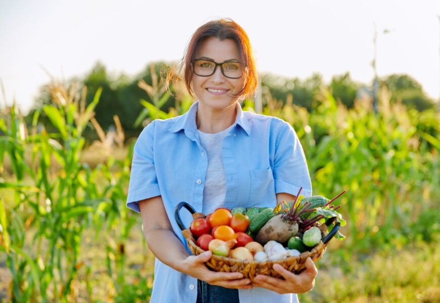 middle aged woman gardener farmer with basket of r 2021 12 15 23 34 49 utc 1