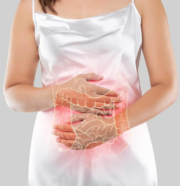 photo large intestine is woman s body isolate white background female anatomy concept